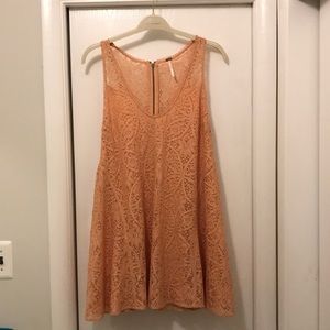 Free People Anthropologie Dress Pink Lace Size LG